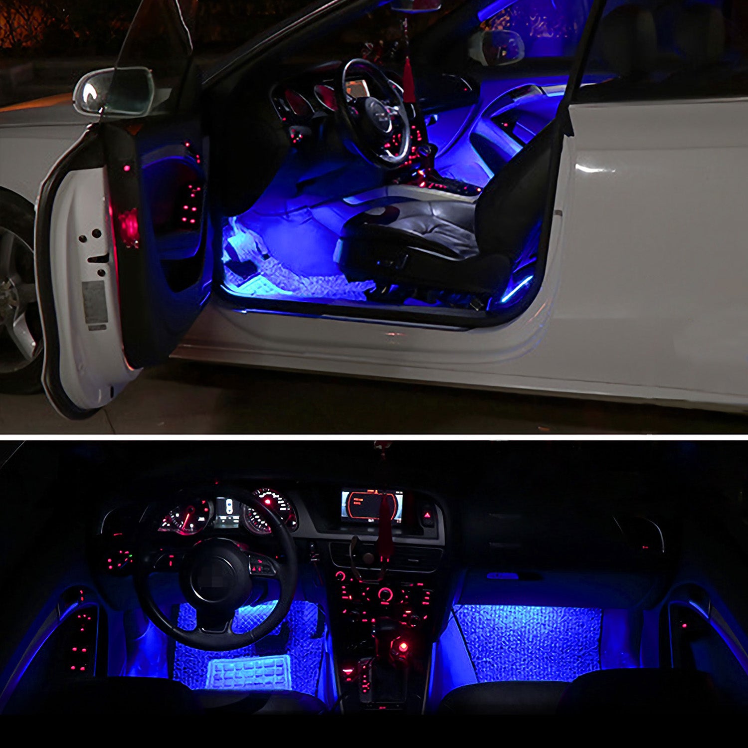 Four Piece Car Interior LED Atmosphere Light Decorative Lamp DC 12V Blue Glow For Vehicle Interior Ambience And Style by Nino Auto Repair