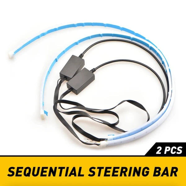 2x60cm Slim Amber Sequential Flexible LED DRL Turn Signal Strip For Headlights With 156 LEDs White To Yellow by Nino Auto Repair