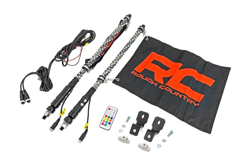 Whip Mount | 2' Multl-Color LED Whip Pair | Can-AM Defender/Segway by Rough Country