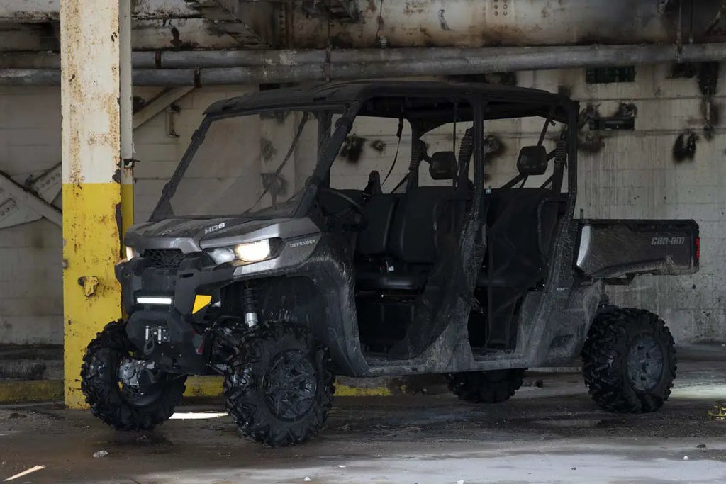LED Light | Bumper Mount | 12" Black Single Row | White DRL | Can-Am Defender HD 8/HD 9/HD 10 by Rough Country