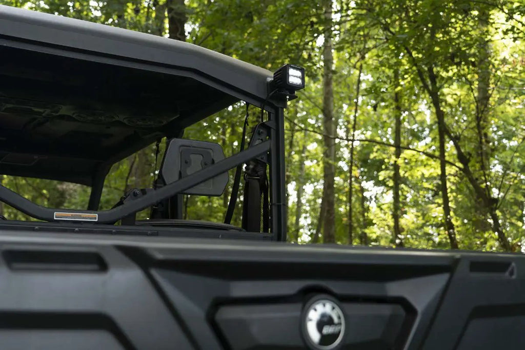 LED Light | Cab Mount | 2" Black Pair | Flood | Can-Am Defender HD 5/HD 8/HD 9/HD 10 by Rough Country