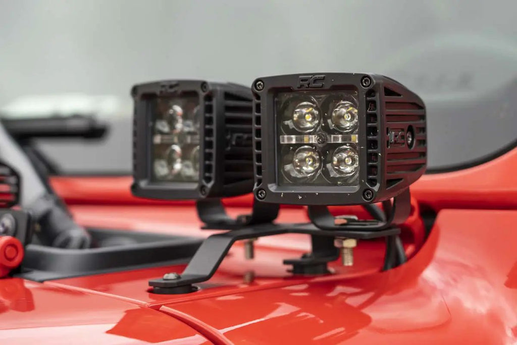 LED Light Kit | Quad | Cowl Mount | 2" Black | White DRL | Jeep Gladiator JT/Wrangler JL (18-26)