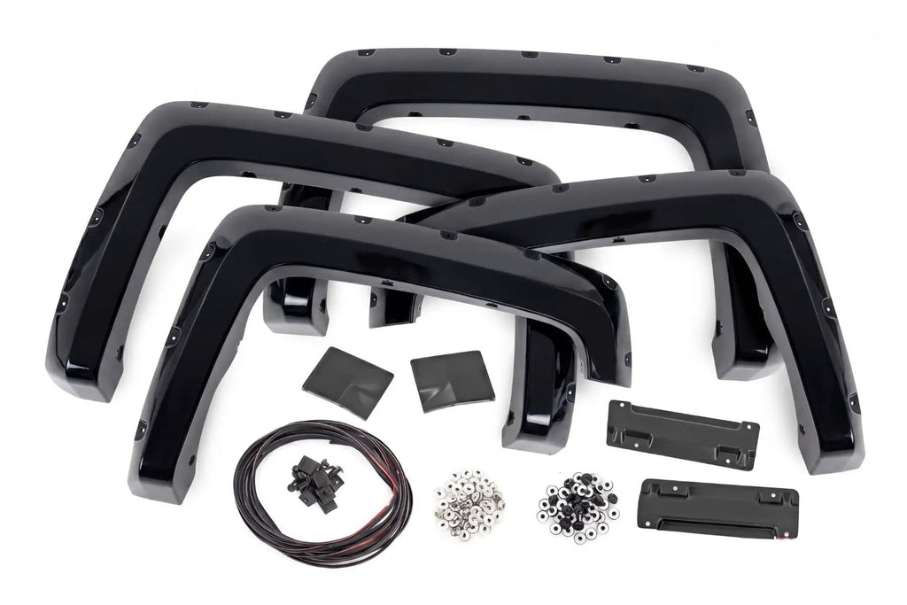 Pocket Fender Flares | 6'7" & 8' Bed | GBA Black | Chevy Silverado 1500 (14-18)/ 2500HD (15-19) by Rough Country