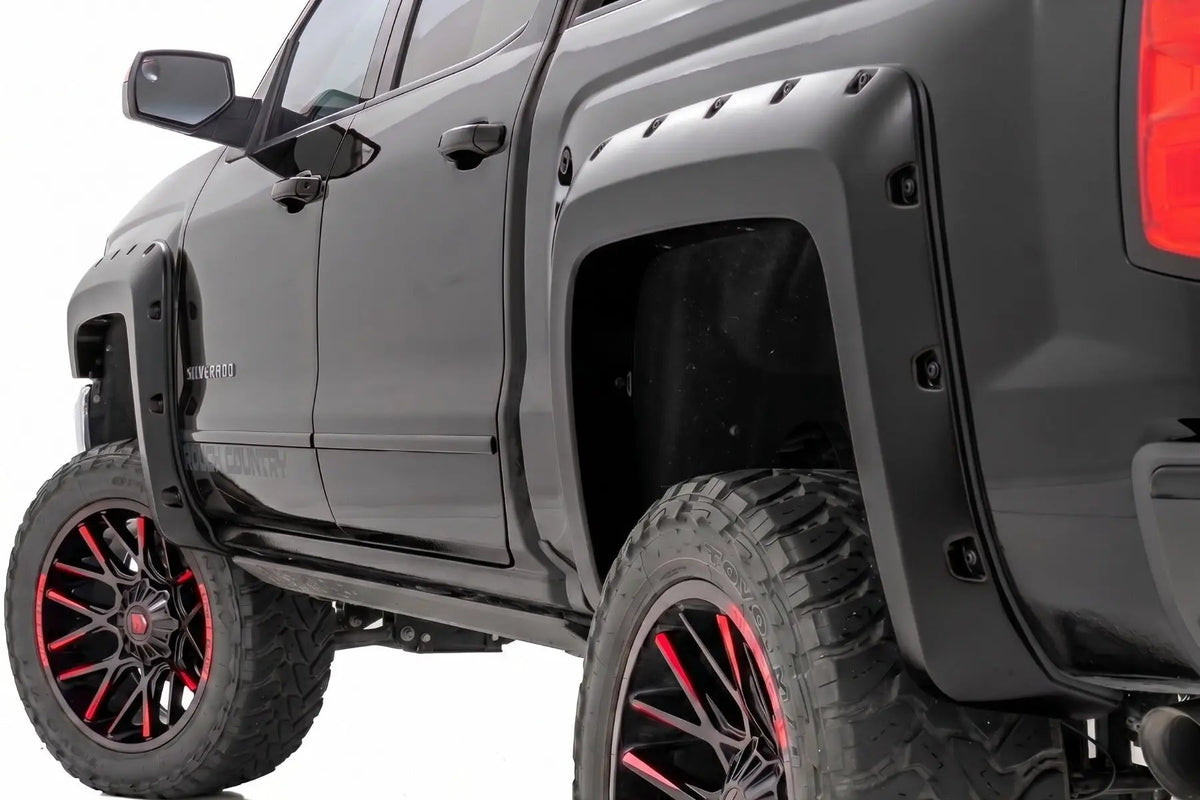 Pocket Fender Flares | 5'9" Bed | GBA Black | Chevy Silverado 1500 (14-18 & Classic) by Rough Country