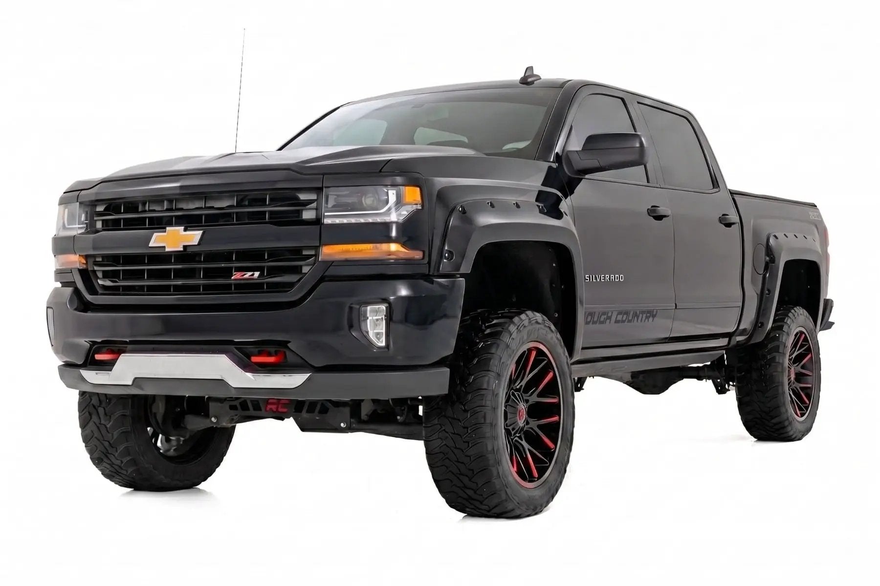 Pocket Fender Flares | 6'7" & 8' Bed | GBA Black | Chevy Silverado 1500 (14-18)/ 2500HD (15-19) by Rough Country