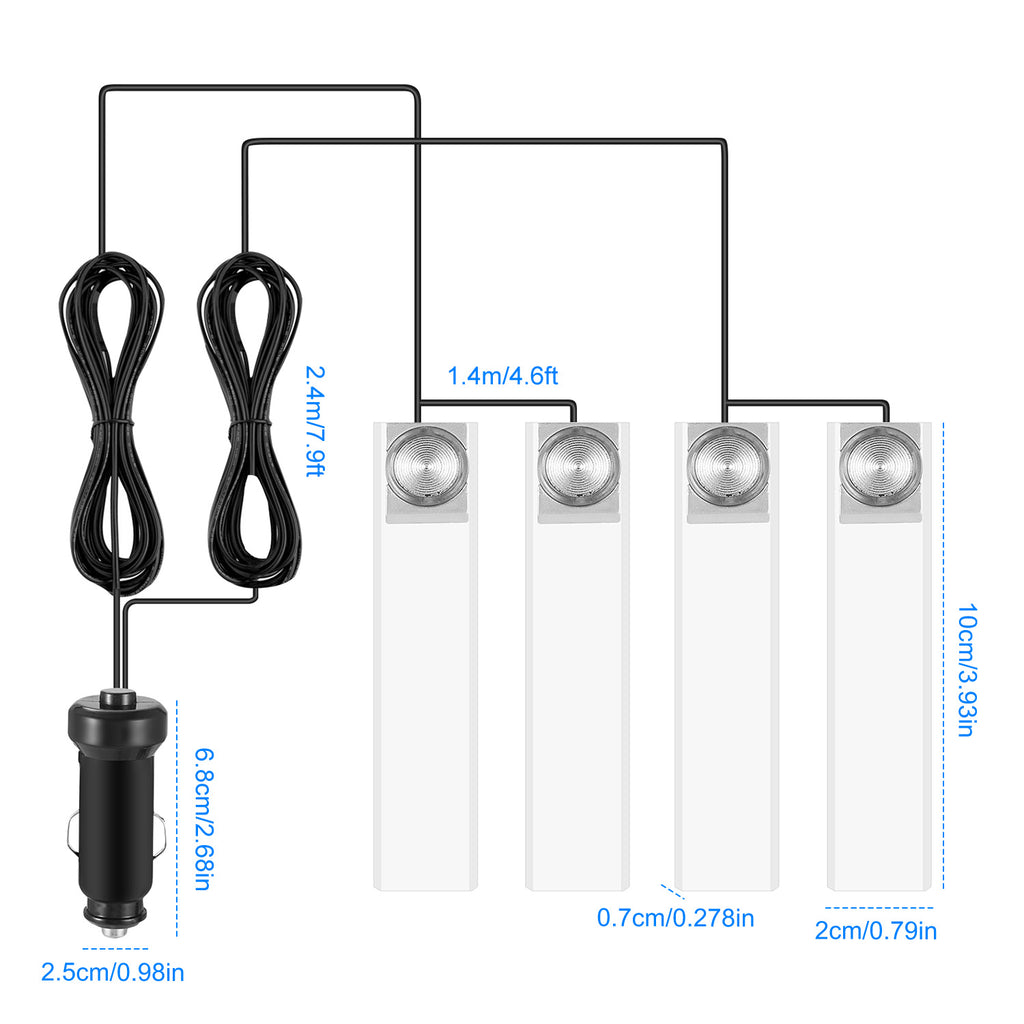 Four Piece Car Interior LED Atmosphere Light Decorative Lamp DC 12V Blue Glow For Vehicle Interior Ambience And Style by Nino Auto Repair