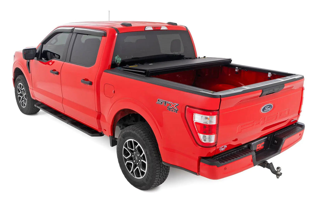 Hard Tri-Fold Flip Up Bed Cover | 5'7" Bed | Ford F-150 2WD/4WD (2015-2020) by Rough Country