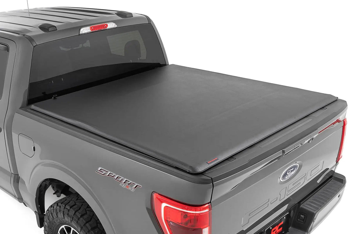 Soft Roll Up Bed Cover | 5'7" Bed | Ford F-150/F-150 Lightning/Raptor (15-26) by Rough Country