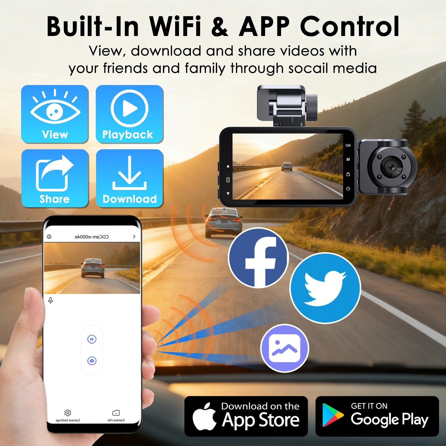 WiFi FHD 1080P 3 Channel Car Dash Cam Front Rear Inside With 32G MMC Card Motion Detection by Nino Auto Repair