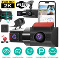 2K Car DVR 3 Channel Dash Cam Camcorder Camera Recorder With 140 Angle GPS WiFi Night Vision G-sensor Loop Recording Parking Monitor by Nino Auto Repair