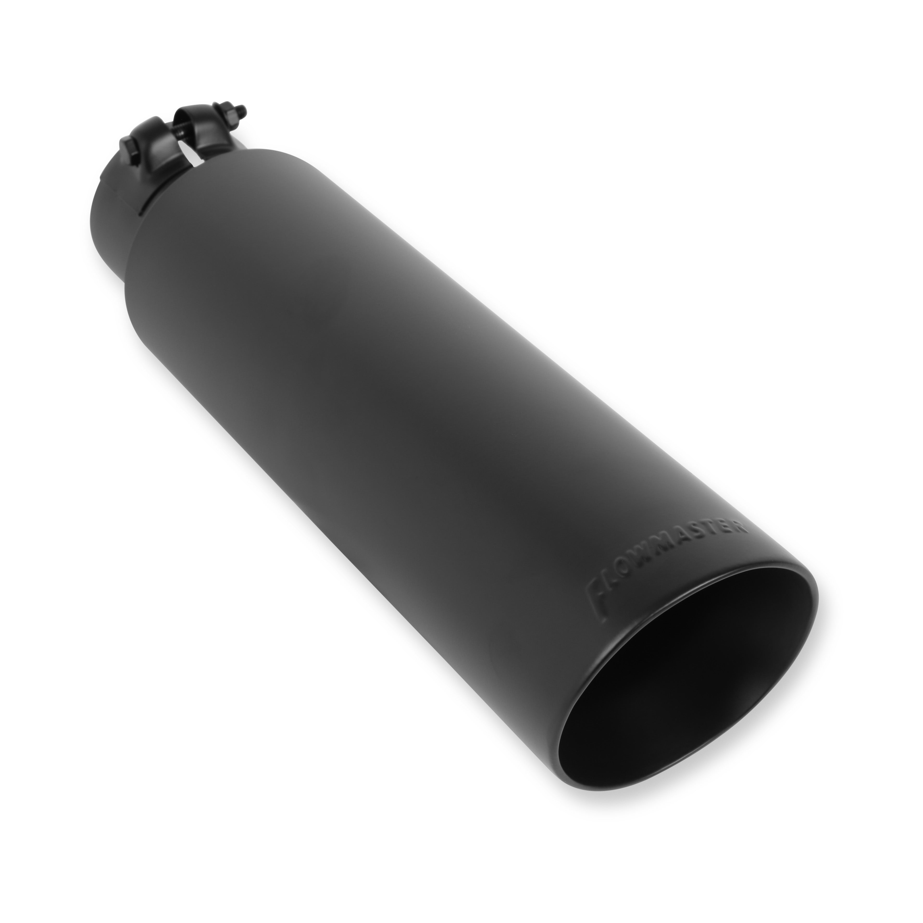 Exhaust Tip - 3.5 in. Black Angle Cut Fits 2.5 in. Tubing- Clamp On by Flowmaster