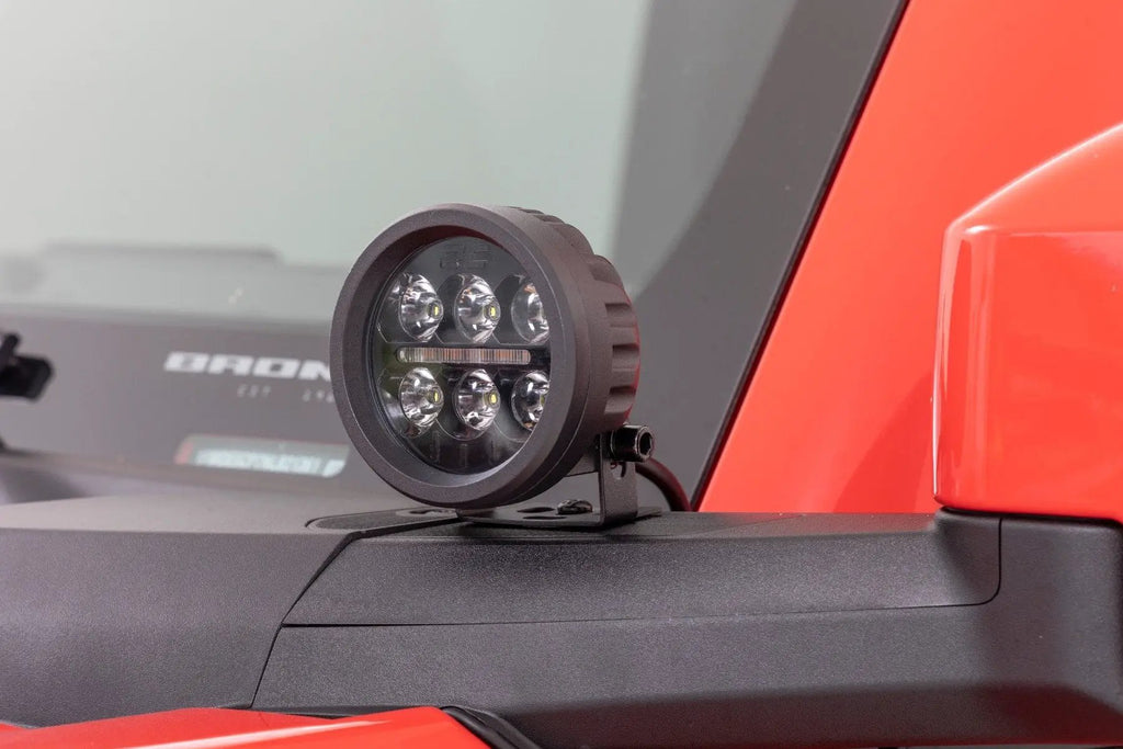 LED Light Kit | Ditch Mount | 3.5" Black Round Pair | Amber DRL | Ford Bronco (21-26) by Rough Country