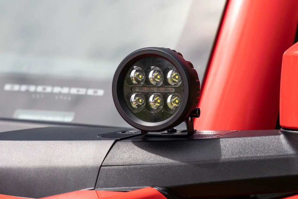 LED Light Kit | Ditch Mount | 3.5" Black Round Pair | Amber DRL | Ford Bronco (21-26) by Rough Country