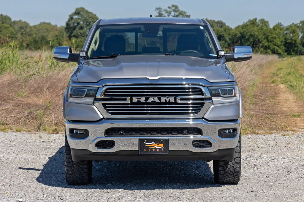 LED Light Kit | Ditch Mount | 2" Black Pair | Flood | Ram 1500 2WD/4WD (19-26) by Rough Country