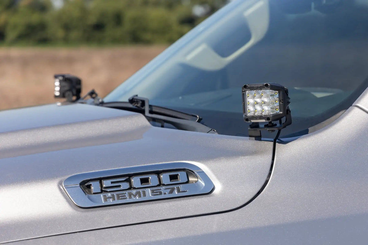 LED Light Kit | Ditch Mount | Black Series Round | 3.5 Inch | Amber DRL | Ram 1500 (19-26)