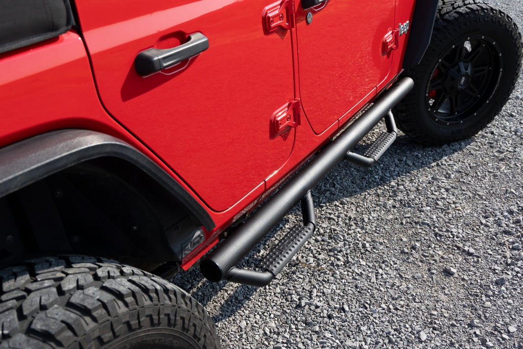 Nerf Steps | Wheel to Wheel | 4 Door | Jeep Wrangler Unlimited 2WD/4WD (07-18) by Rough Country