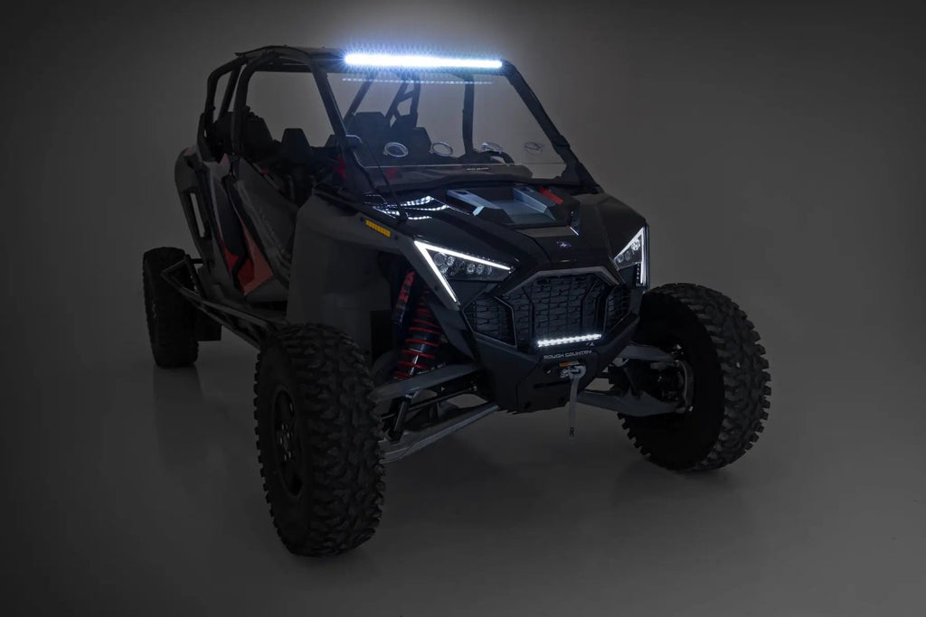 30" Single Row Light Mount | Front | Black Series | White DRL | Polaris RZR Turbo R by Rough Country