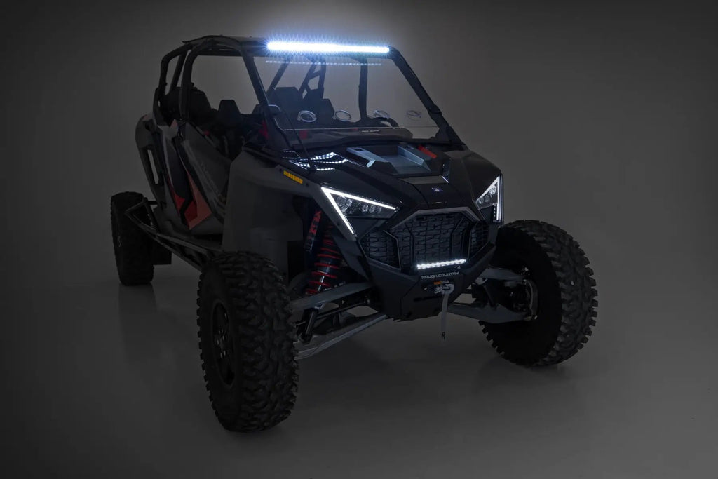30" Single Row Light Mount | Front | Black Series | White DRL | Polaris RZR Turbo R by Rough Country