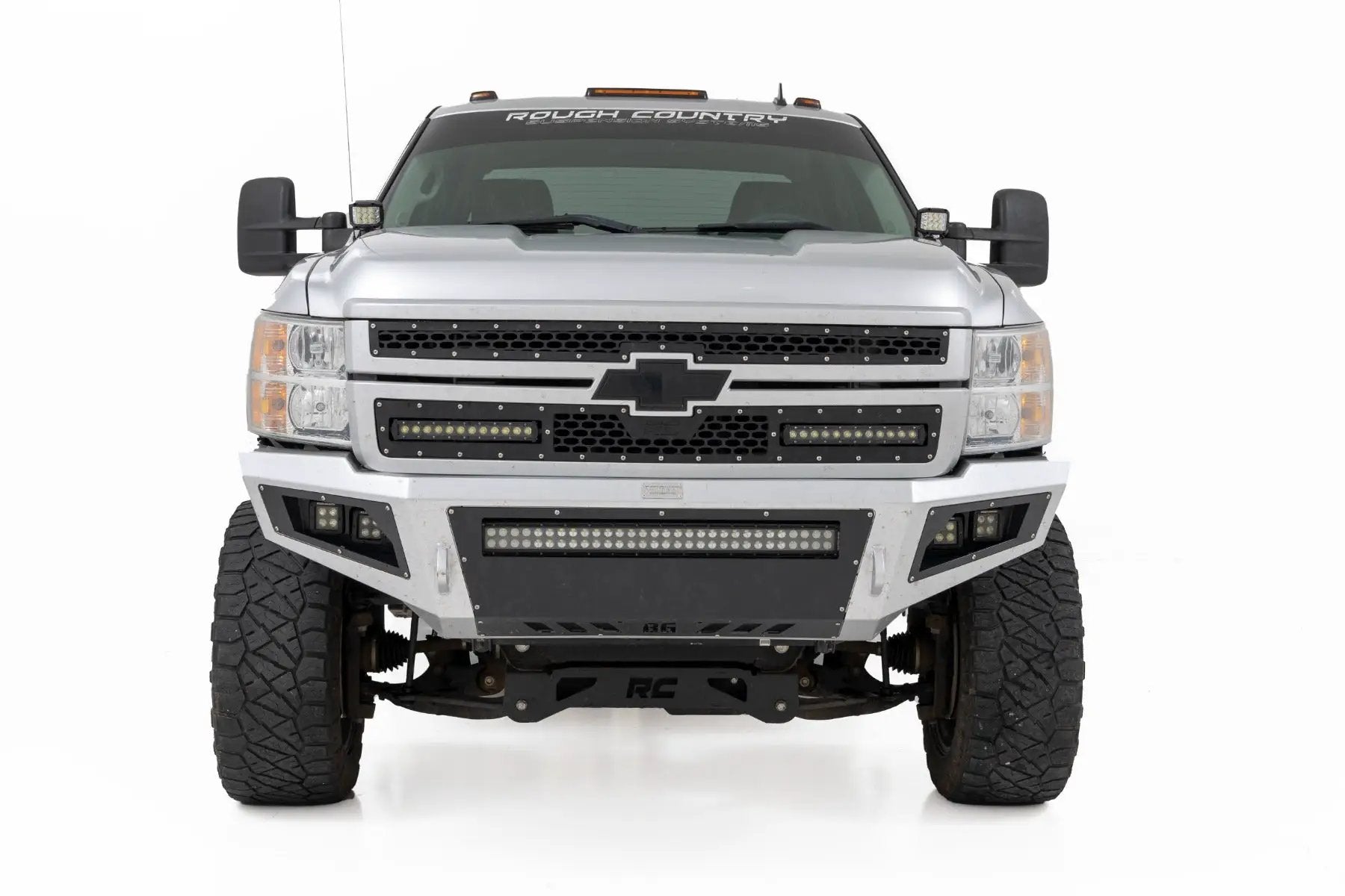 LED Light Kit | Ditch Mount | 2" Black Pair | Spot | Chevy 1500 & Chevy/GMC 2500HD/3500HD (07-14) by Rough Country
