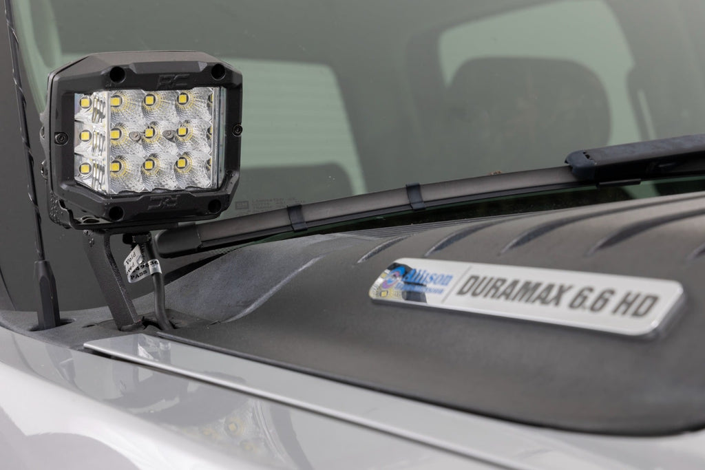 LED Light Kit | Ditch Mount | 2" Black Pair | Spot | Chevy 1500 & Chevy/GMC 2500HD/3500HD (07-14) by Rough Country