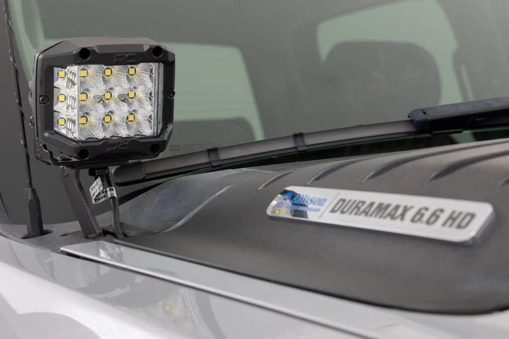 LED Light Kit | Ditch Mount | 2" Black Pair | Spot | Chevy 1500 & Chevy/GMC 2500HD/3500HD (07-14) by Rough Country