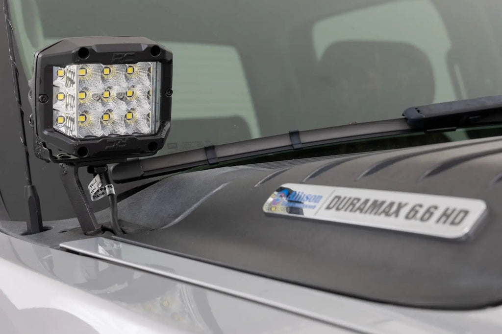 LED Light Kit | Ditch Mount | 2" Black Pair | Flood | Chevy 1500 & Chevy/GMC 2500HD/3500HD (07-14) by Rough Country
