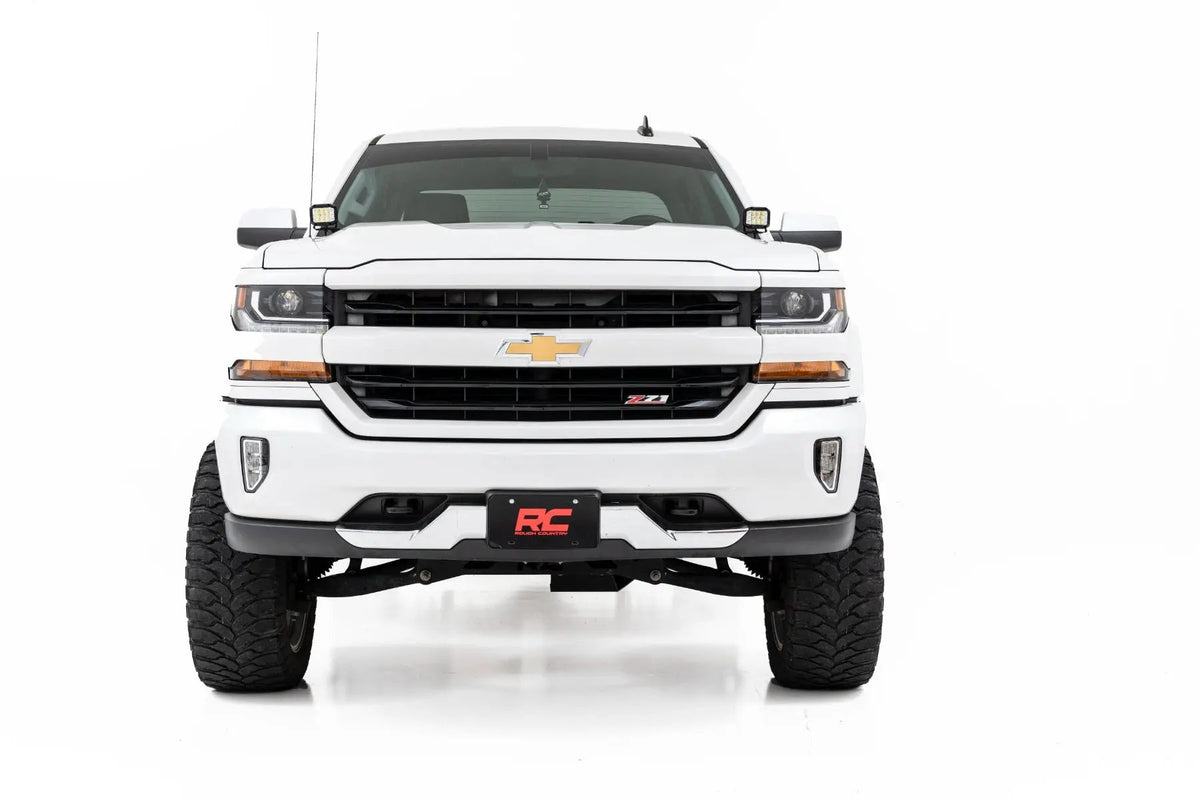 LED Ditch Light Kit | 2in Black Pair | Amber DRL | Chevy/GMC 1500 (14-18 & Classic) by Rough Country