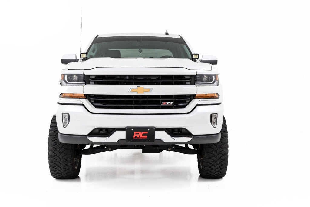 LED Ditch Light Kit | 2in Black Pair | Flood | Chevy/GMC 1500 (14-18 & Classic) by Rough Country