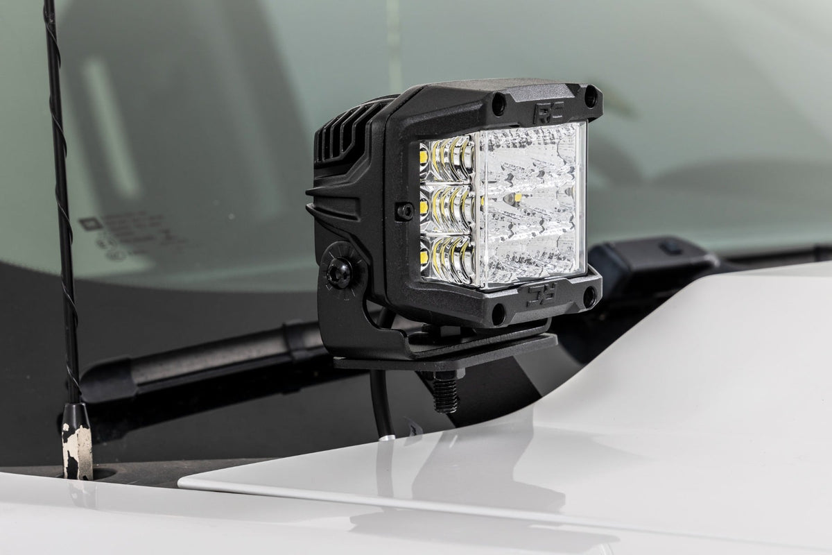 LED Ditch Light Kit | 2in Black Pair | Spot | Chevy/GMC 1500 (14-18 & Classic) by Rough Country