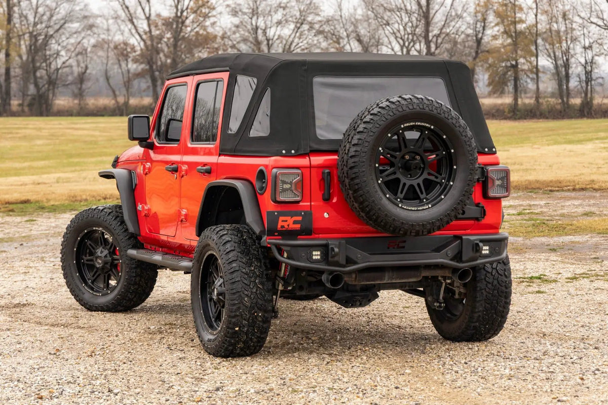 Oval Nerf Steps | 4 Door | Black | Jeep Wrangler Unlimited 4WD (2018-2026) by Rough Country