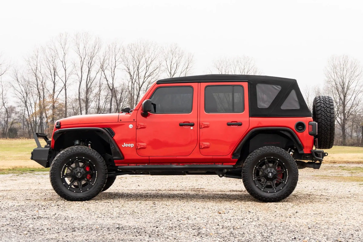 Oval Nerf Steps | 4 Door | Black | Jeep Wrangler Unlimited 4WD (2018-2026) by Rough Country