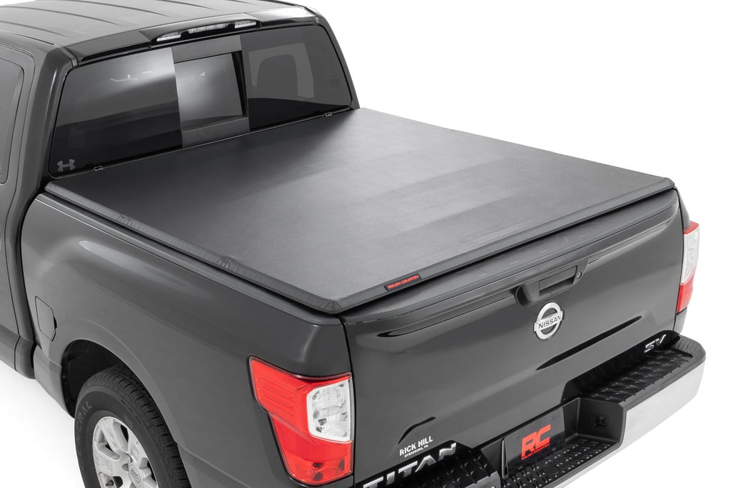 Soft Tri-Fold Bed Cover | 5'7" Bed | Nissan Titan 2WD/4WD (2017-2024) by Rough Country
