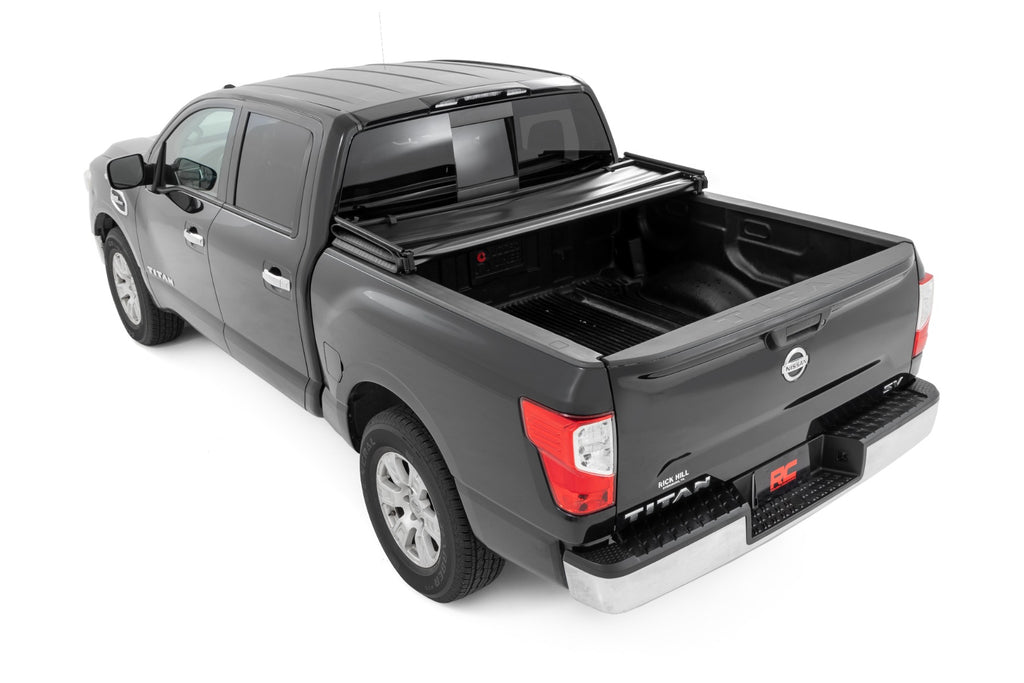 Soft Tri-Fold Bed Cover | 5'7" Bed | Nissan Titan 2WD/4WD (2017-2024) by Rough Country