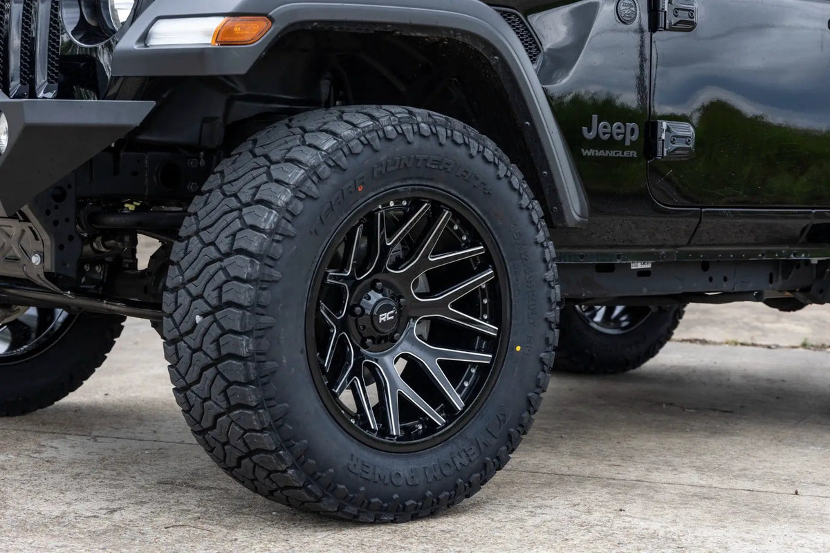 Rough Country 95 Series Wheel | Machined One-Piece | Gloss Black | 20x10 | 5x5 | -19mm by Rough Country