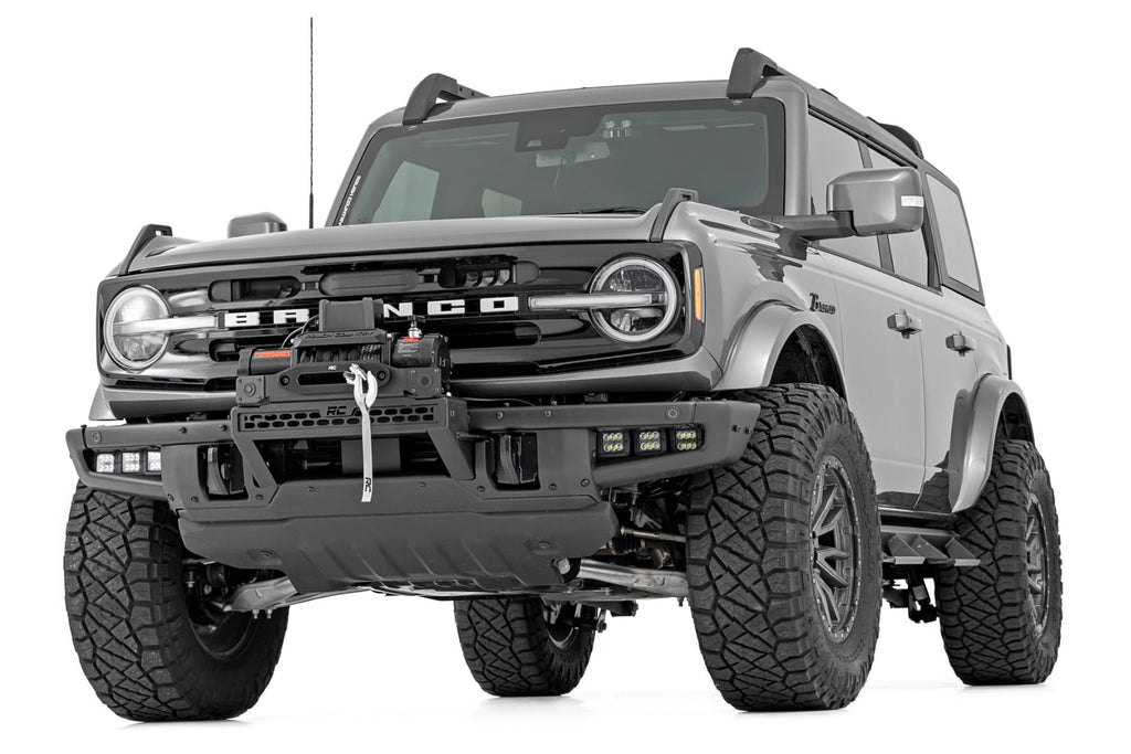 High Winch Mount | All Models | 12000S | 20 Inch Black Single Row LED | Ford Bronco (21-26) by Rough Country