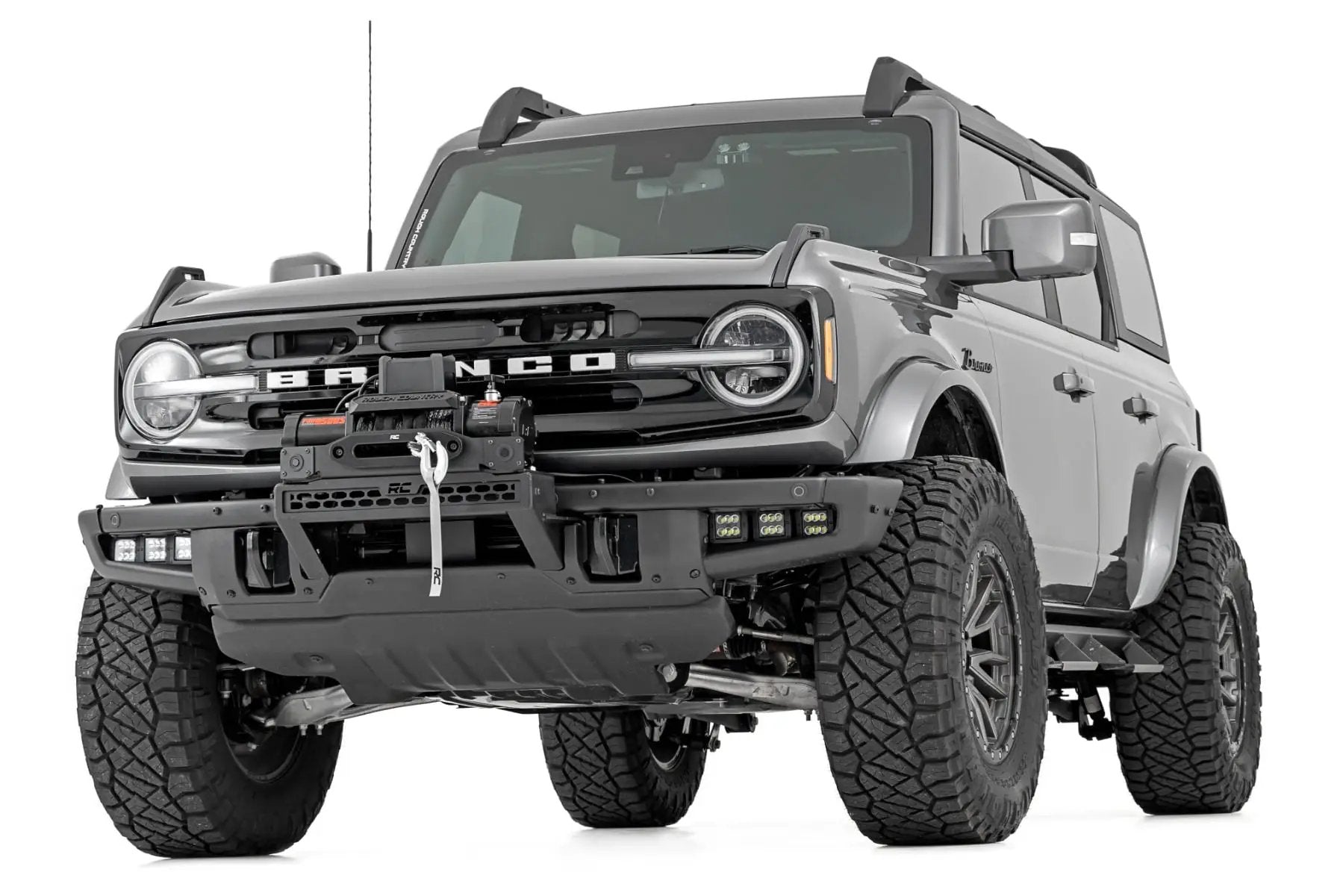 High Winch Mount | All Models | 12000S | 20 Inch Black Single Row LED | Ford Bronco (21-26) by Rough Country