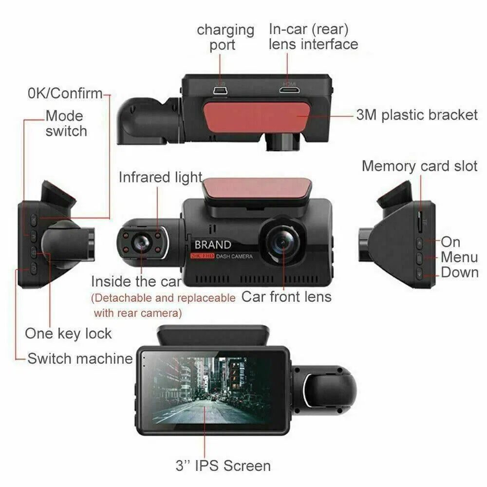 1080P Dual Lens Car DVR Dash Cam Video Recorder G-Sensor Front And Inside Camera by Nino Auto Repair