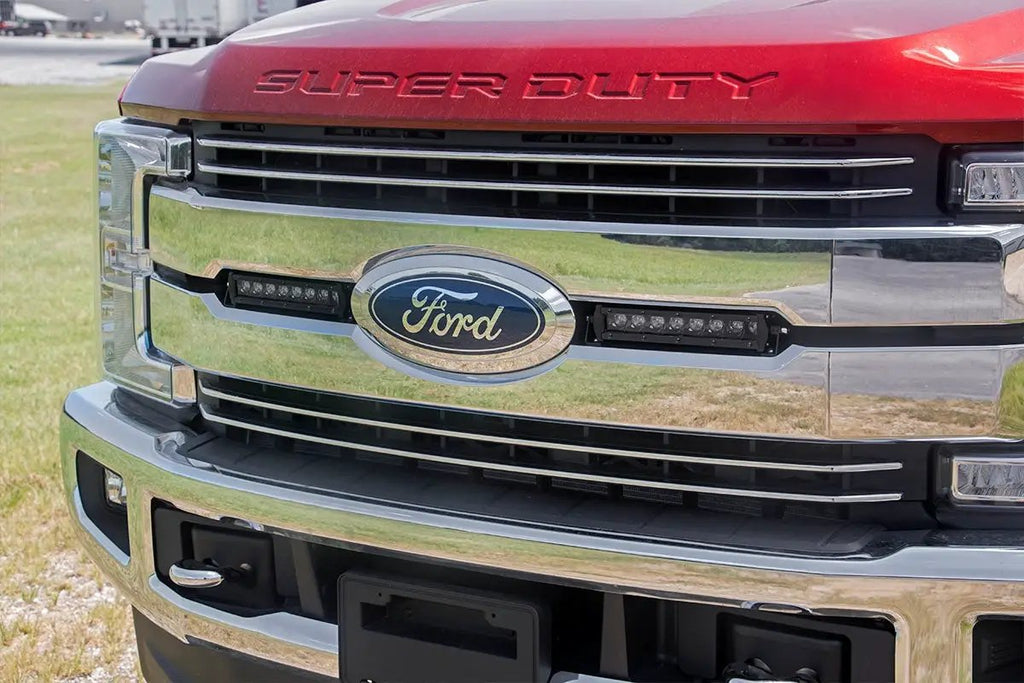 LED Light Kit | Grille Mount | 8" Black Pair | Ford F-250 Super Duty (17-19) by Rough Country