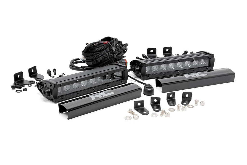 LED Light Kit | Grille Mount | 8" Black Pair | Ford F-250 Super Duty (17-19) by Rough Country