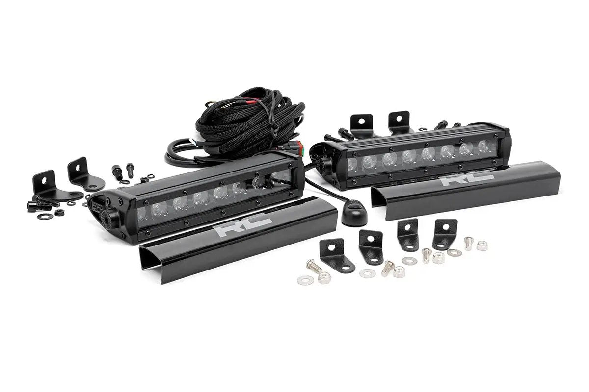 LED Light Kit | Grille Mount | 8" Black Pair | Ford F-250 Super Duty (17-19) by Rough Country