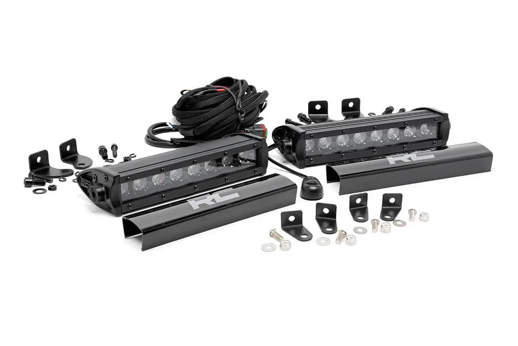 LED Light Kit | Grille Mount | 8" Black Pair | Ford F-250 Super Duty (17-19) by Rough Country