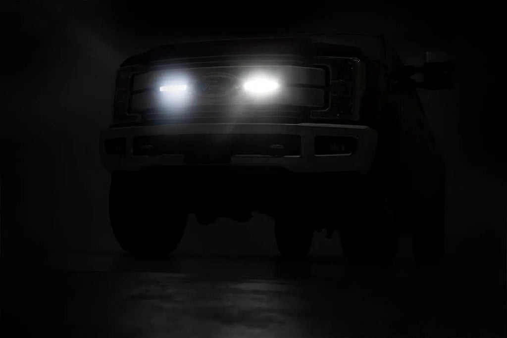 LED Light Kit | Grille Mount | 8" Black Pair | Ford F-250 Super Duty (17-19) by Rough Country