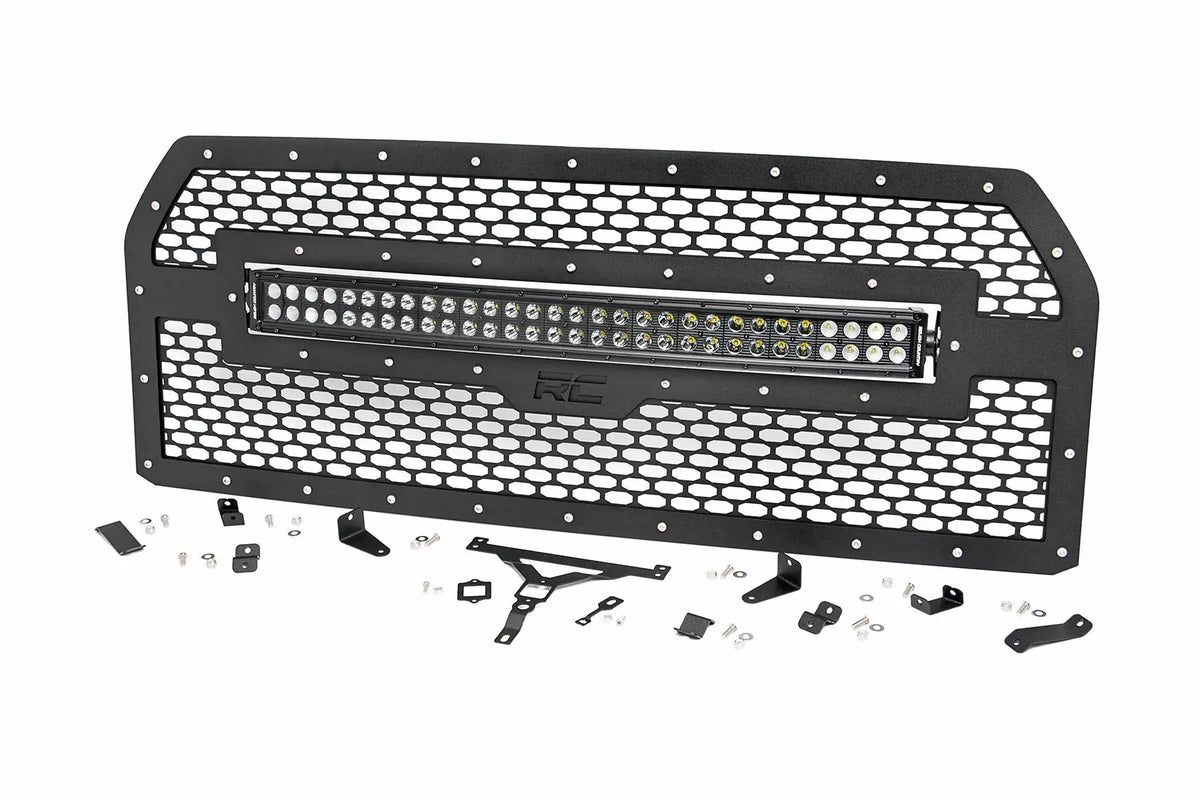 Mesh Grille | 30" Dual Row LED | Black | Amber DRL | Ford F-150 (15-17) by Rough Country