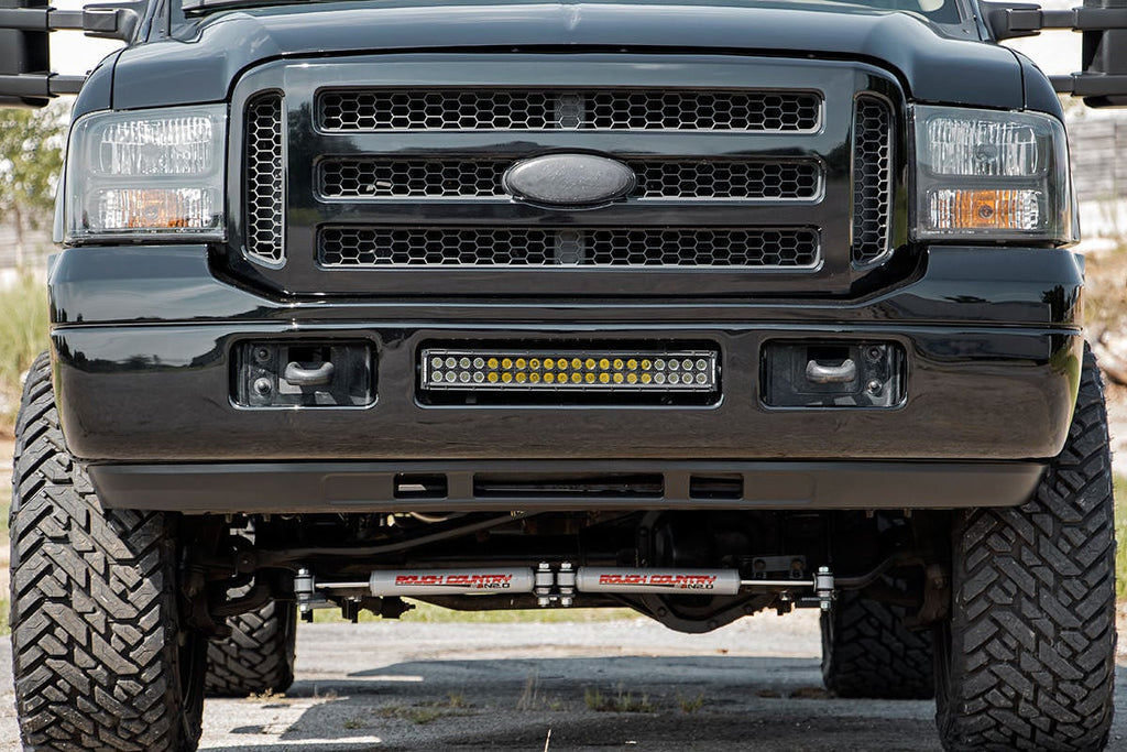 LED Light Kit | Bumper Mount | 20" Black Dual Row | Amber DRL | Ford F-250/F-350 Super Duty (05-07) by Rough Country