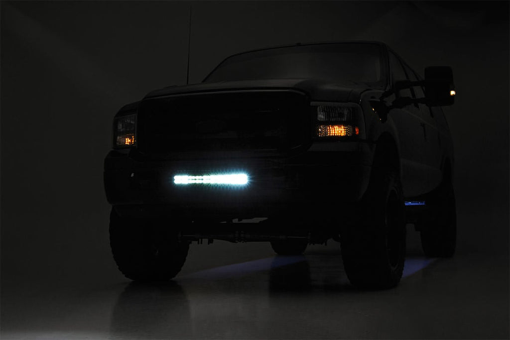 LED Light Kit | Bumper Mount | 20" Black Dual Row | Amber DRL | Ford F-250/F-350 Super Duty (05-07) by Rough Country