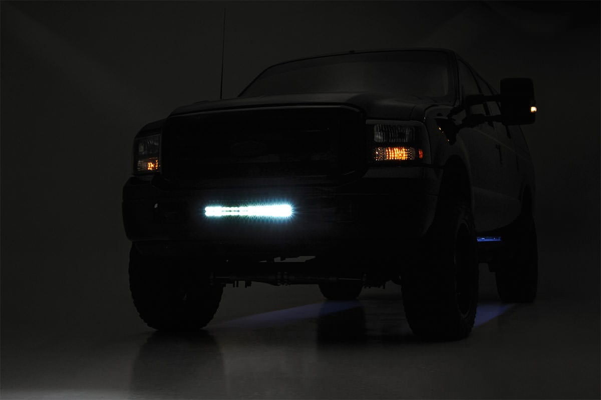 LED Light Kit | Bumper Mount | 20" Black Dual Row | Amber DRL | Ford F-250/F-350 Super Duty (05-07) by Rough Country