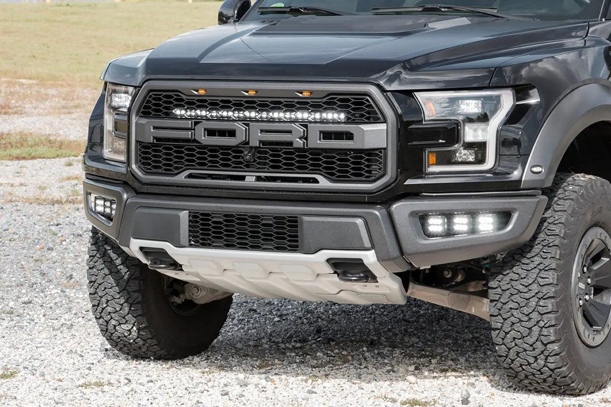 LED Light Kit | Grille Mount | 30" Black Single Row | Ford Raptor 4WD (17-20) by Rough Country