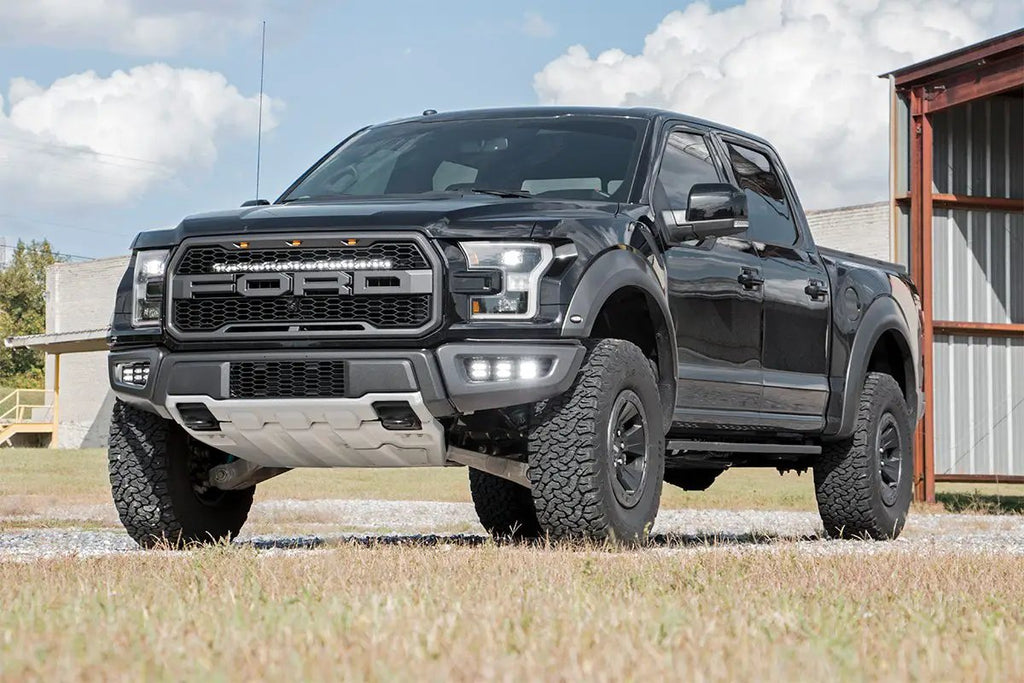LED Light Kit | Grille Mount | 30" Black Single Row | Ford Raptor 4WD (17-20) by Rough Country