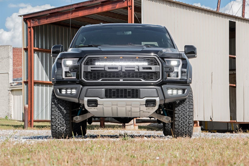 LED Light Kit | Fog Mount | Triple 2" Black Pair | Ford Raptor 4WD (17-20) by Rough Country