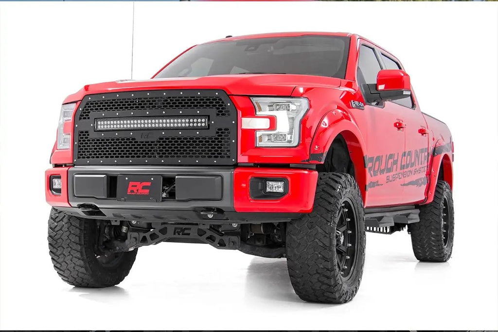 Mesh Grille | 30" Dual Row LED | Black Ser | Ford F-150 2WD/4WD (2015-2017) by Rough Country